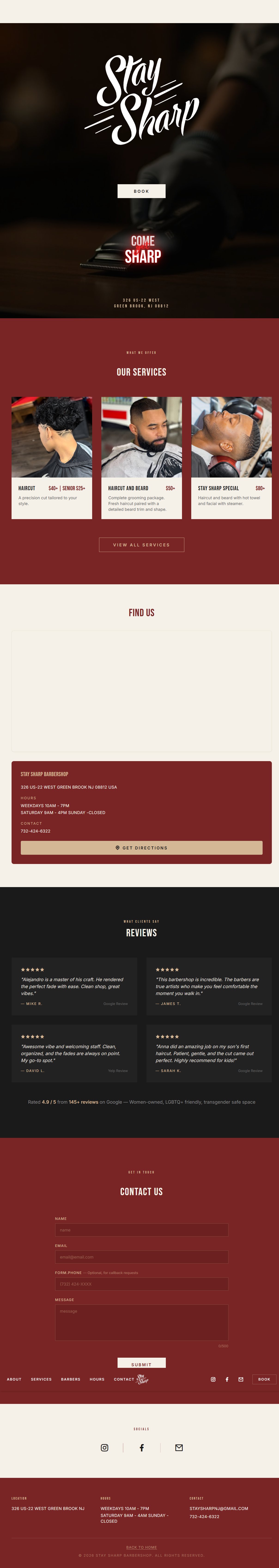 Stay Sharp Barbershop website